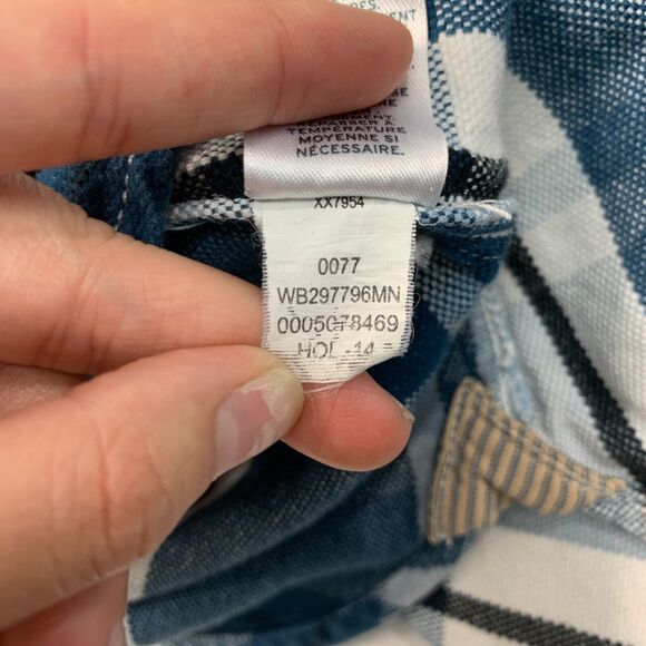 Wallin Bros Shirt Mens 2XL XXL Metal Blue Plaid Long Sleeve Cotton Button Up - Picture 10 of 12